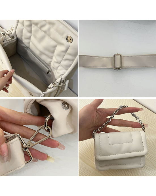 Tote PU Leather Crossbody Messenger Bag with Small Bag