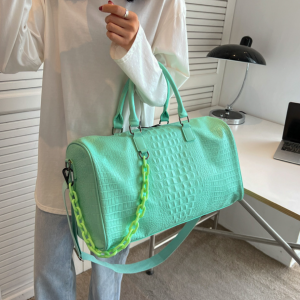 PU Crocodile Leather Weekend Gym Hospital Sleepover Bag - Mint