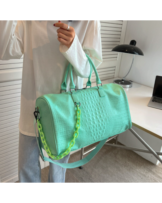 PU Crocodile Leather Weekend Gym Hospital Sleepover Bag - Mint