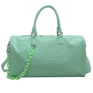 PU Crocodile Leather Weekend Gym Hospital Sleepover Bag - Mint