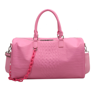 PU Crocodile Leather Weekend Gym Hospital Sleepover Bag - Pink
