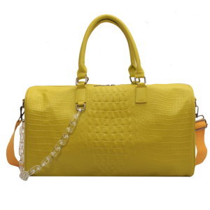 PU Crocodile Leather Weekend Gym Hospital Sleepover Bag - Yellow