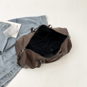 PU Crocodile Leather Weekend Gym Hospital Sleepover Bag - Brown