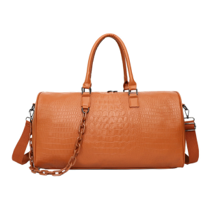 PU Crocodile Leather Weekend Gym Hospital Sleepover Bag - Orange