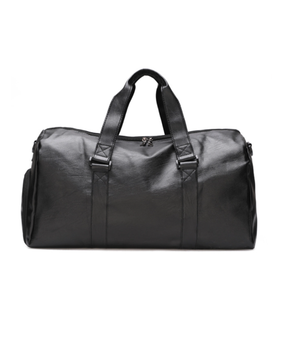 PU Leather Gym Fitness Bag for Men Women with Shoe Compartment 