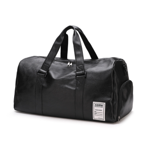 PU Leather Gym Fitness Bag for Men Women with Shoe Compartment 