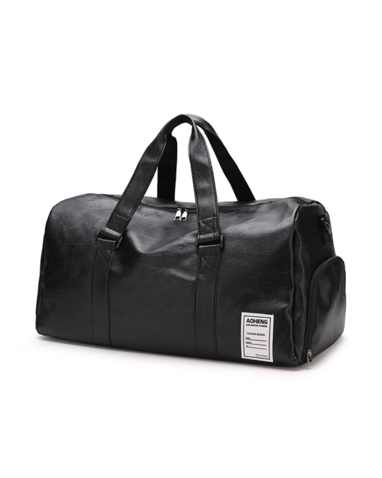 PU Leather Gym Fitness Bag for Men Women with Shoe Compartment 
