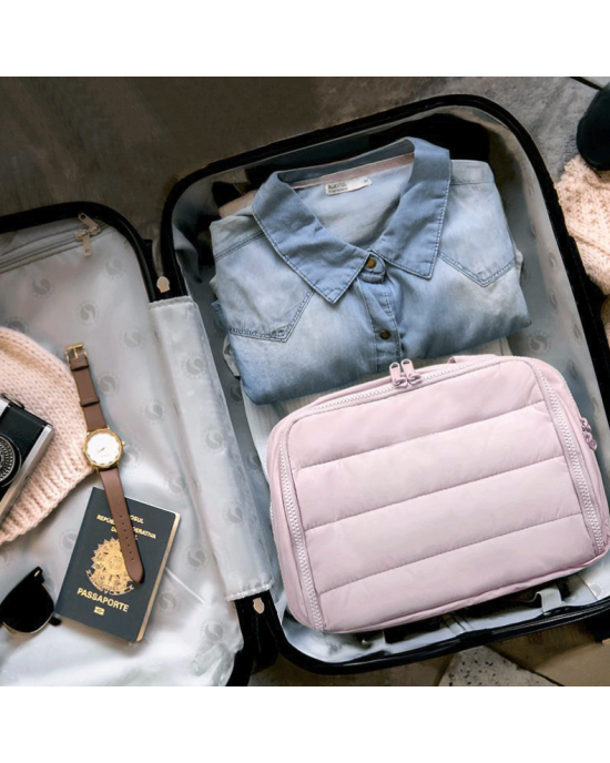 Puffy Travel Toiletry Lightweight Large Wide-open Makeup Bag for Women