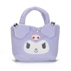 Kuromi Fluffy Shoulder Handbag Tote Bag for Girl Purple