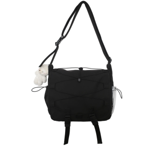 Ita Bag Kpop Kawaii Anime Pin Display Bag Crossbody Shoulder Messenger Bag - Black