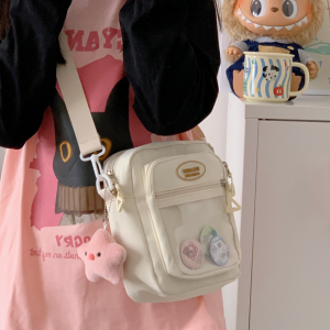 Ita Bag Kawaii Anime Pin Display Bag Crossbody Shoulder Bag - White