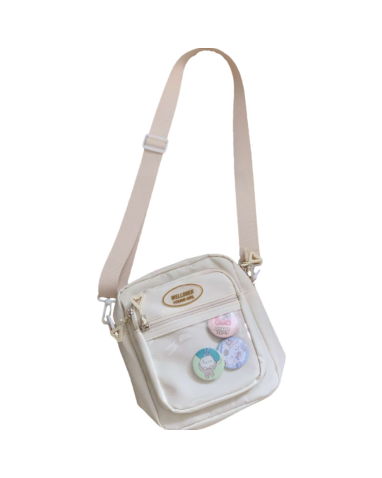 Ita Bag Kawaii Anime Pin Display Bag Crossbody Shoulder Bag - White