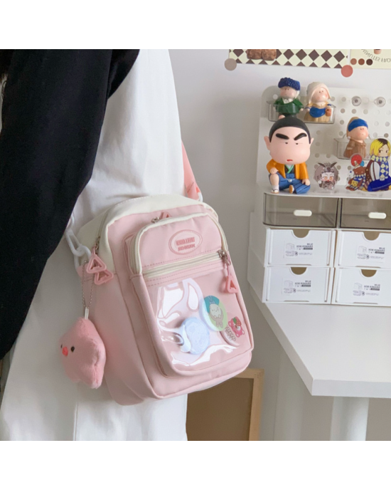 Ita Bag Kawaii Anime Pin Display Bag Crossbody Shoulder Bag - Pink