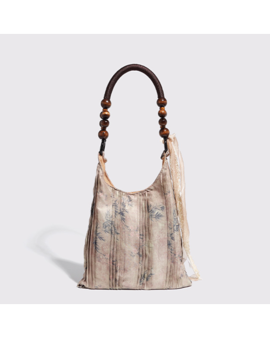 Women's Tie-dyed 3D Rose Applique Shoulder Bag Floral Hobo Handbags