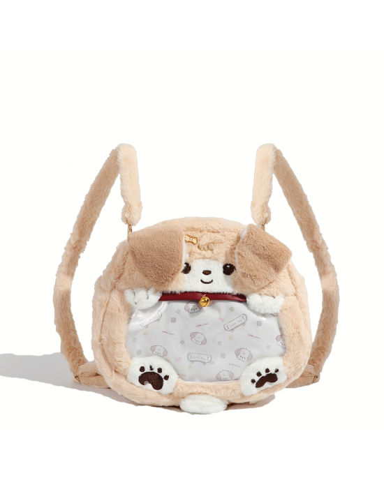 Plush Dog Backpack Shoulder Crosssbody Bag Cute Ita Bag 