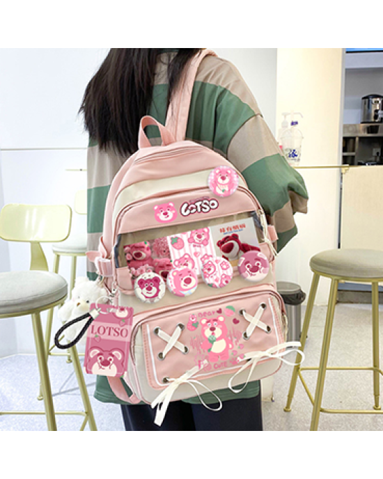 Kawaii Toy Story Lotso Canvas Backpack 